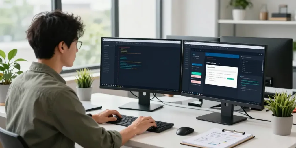 Professional workspace featuring SEO strategies for instant indexing.