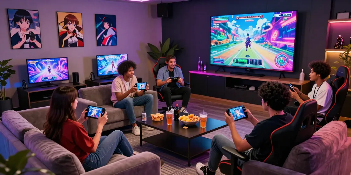 Players enjoying a variety of ecchi games in a vibrant gaming lounge.