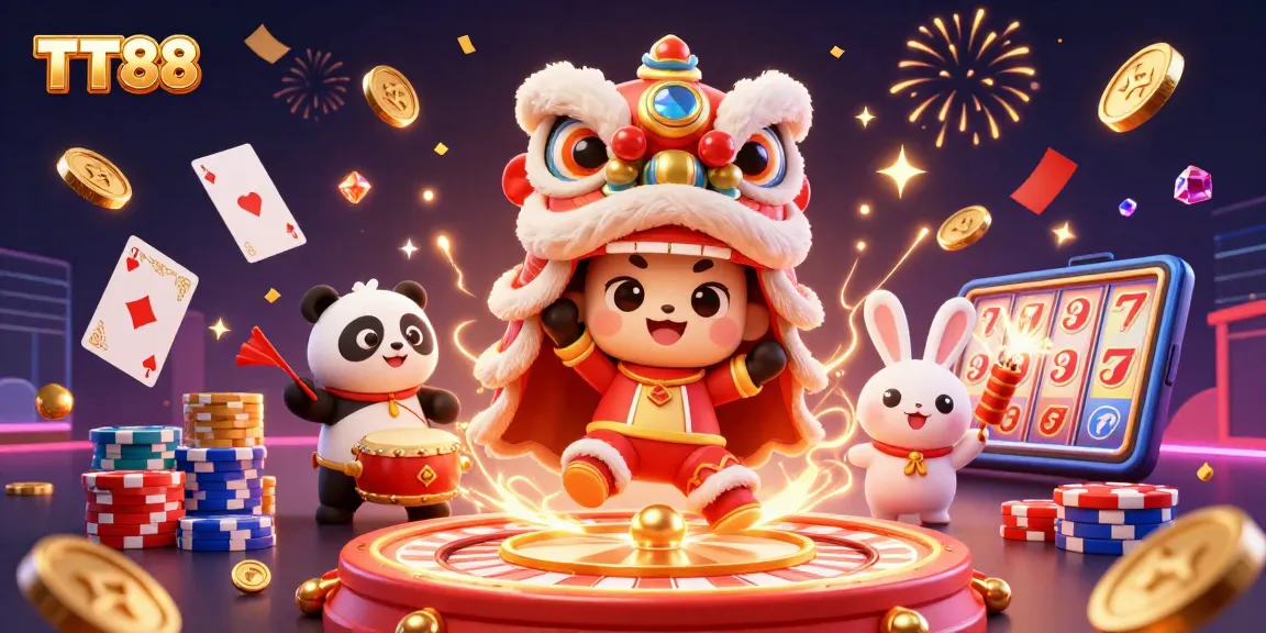 TT88 delivers winning moments in 3D illustration, showcasing vibrant casino elements.