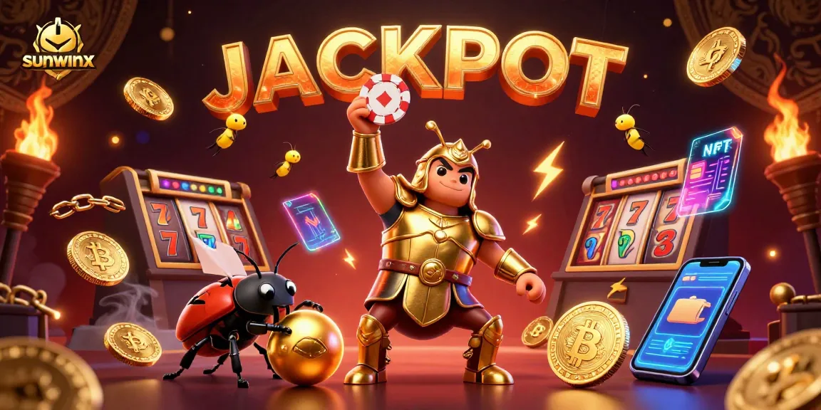 Win big with sunwinx at this vibrant casino scene featuring a hercules beetle champion.