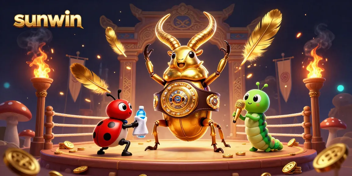 Experience the action at sunwin with a champion beetle in a vibrant casino fight scene.