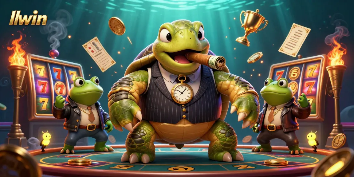 Experience thrilling adventures with llwin in this vibrant casino-themed 3D illustration filled with dynamic elements.