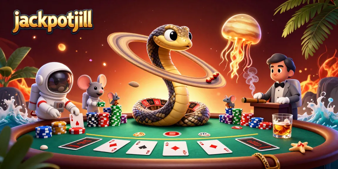 Watch jackpotjill players betting on Saturn's ring roulette in a cosmic casino scene.