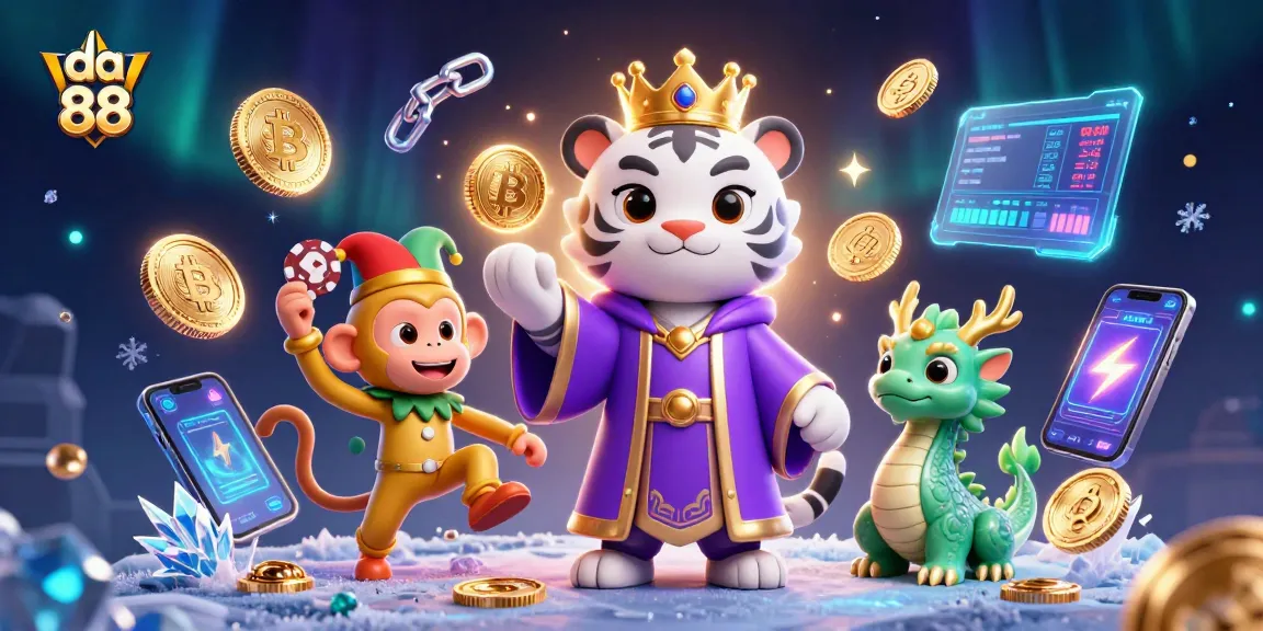 Engage with da 88 through lively 3D illustration featuring a tiger, monkey, and jade dragon.