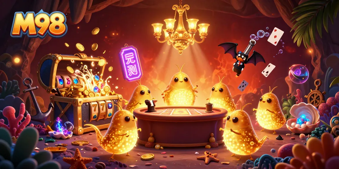 Experience the thrill of M98 with vibrant glowworms lighting up a dynamic casino scene.